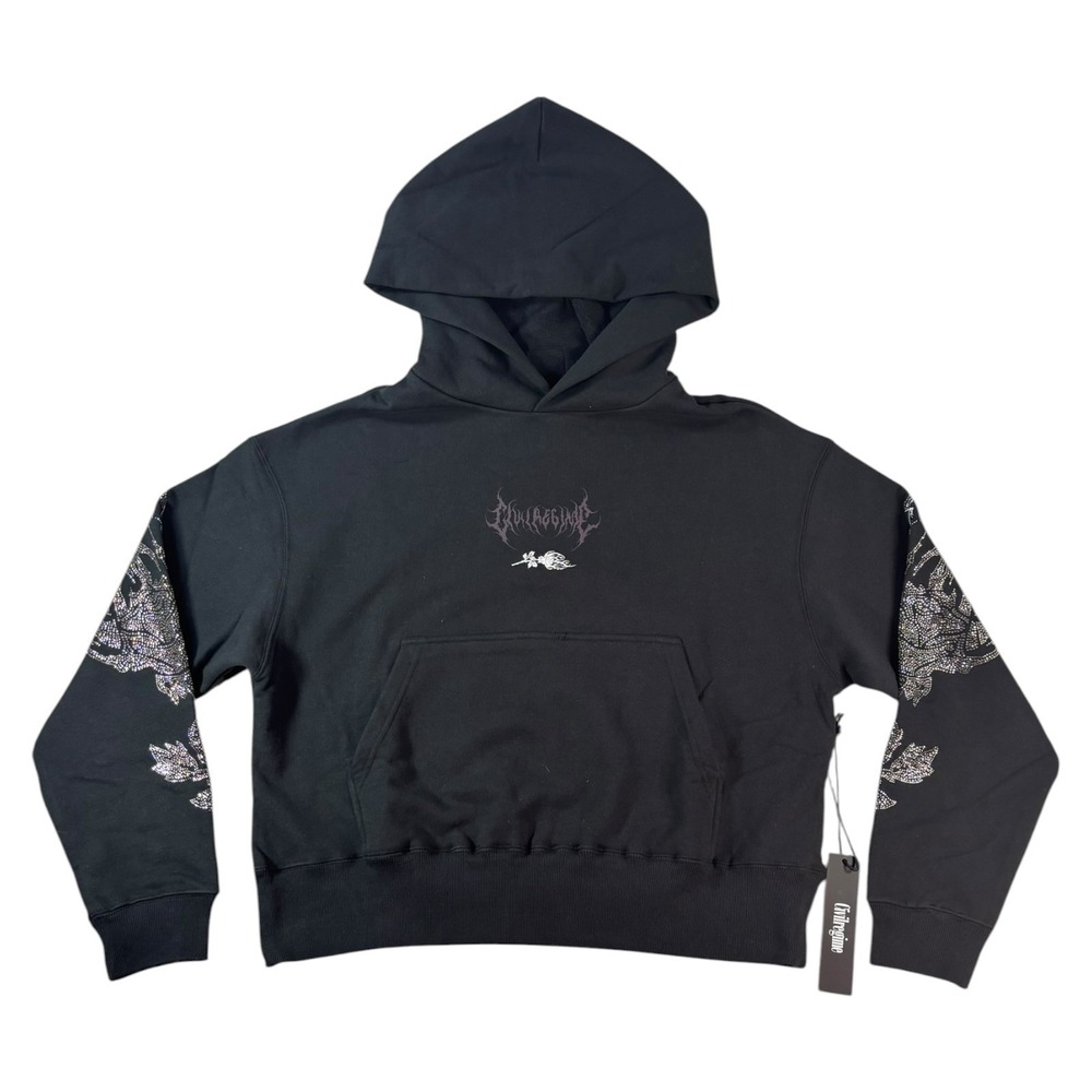 Civil Regime Lilith Forever Hoodie Womens Small Black Anime Girl Rhinestone Rose